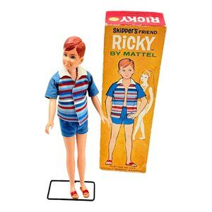 Vintage Mattel Ricky Doll 1963 #1090 Box Stand Outfit Sandals Vintage Barbie